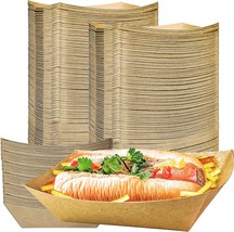 Motbach 100 Pack 3Lb Kraft Paper Food Trays, Heavy-Duty Paper Food Boat - £28.11 GBP