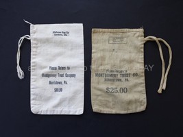 LOT vintage 2pc MONTGOMERY TRUST CO BANK BAG norristown pa fabric - £22.54 GBP