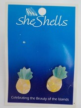 She Shells Earrings Post Inlaid Pineapple Fashion Jewelry Beauty Of The Islands - £11.19 GBP