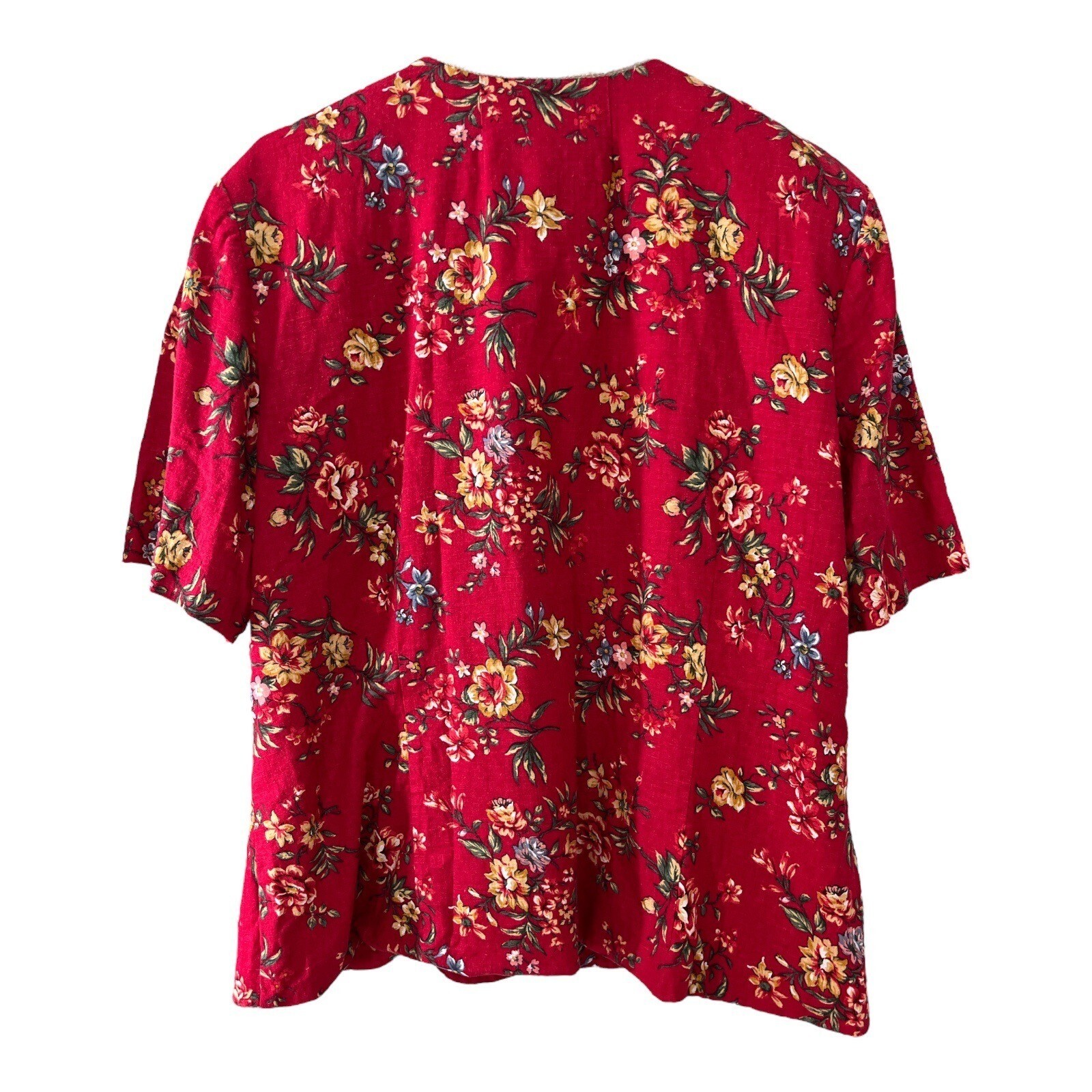 Jessica Howard Woman Red Floral Linen Blend Short Sleeve Jacket Size 22 Item image 3