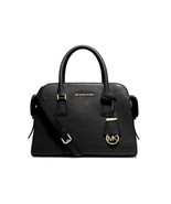 Michael Kors Harper Medium Leather Satchel, Shoulder Bag $358 Black #046... - $248.39 CAD