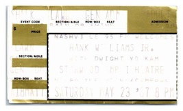 Hank Williams Jr.Concert Ticket Stub Peut 23 1987 Nashville Tennessee - $34.64