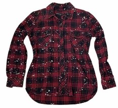 Generation Love Paint Splatter Speck Lumberjack Red Black Flannel Shirt Size XS - £17.36 GBP