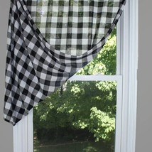 2 New Country Check Black/Buttermilk curtain panels - $42.00