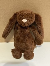 Rare Jellycat Chocolate Bunny Rabbit Plush Stuffed Brown 8&quot; Soft Pink Nose Lovey - £19.78 GBP