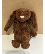 Rare Jellycat Chocolate Bunny Rabbit Plush Stuffed Brown 8&quot; Soft Pink No... - $24.75