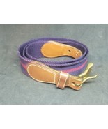 Dooney &amp; Bourke Blue Wool Surcingle Belt Leather Trim Brass Buckle 6933 32 - $40.60 CAD