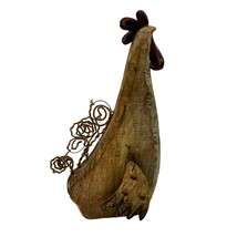 Wooden Rooster Décor With Rustic Twine Accents 12&quot; Sculpture Kitchen - $18.69