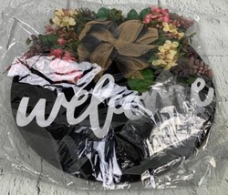 Welcome Sign Front Door Welcome Wreaths Wood Sign for Farmhouse Black Floral - £16.27 GBP