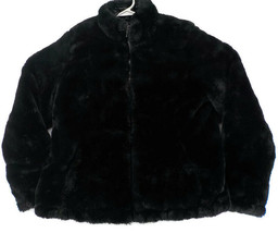 Nicole Miller Original Reversible Coat Ladies SZ M Black Faux Fur Ripped... - £5.56 GBP