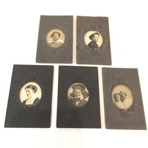 Antique Mini Cabinet Photo Portrait Card Lot Of 5 Women Girls Faces Sisters - £12.04 GBP