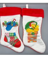 Vtg 1982 Sesame Street Muppets Christmas Stockings Cookie Monster Big Bird - $24.28