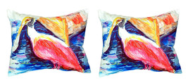 Pair of Betsy Drake Spoonbill No Cord Pillows 16 Inch X 20 Inch - £63.28 GBP