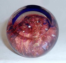 1994 Glass Eye Studio&#39;s Orion&#39;s Belt Paperweight Cobalt Blue, Purple, and Gold - £125.34 GBP