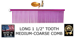 RESCO Medium/Coarse Combination Long Tooth Red Stainless Steel COMB Pet Grooming - £23.58 GBP