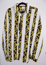 NEW Baroque Gold Chain Lion Italian Designer Style Men&#39;s Dress Shirt  X-... - £58.96 GBP