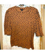 Lucky Leopard Top Size Large Cropped Black And Brown Animal Print Staple... - £18.18 GBP