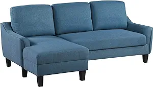 Lester Chaise Sleeper Sofa In Twin/Single Size With Black Legs, Blue Fabric - $1,150.99