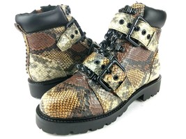 Asos Shoes UK 2 / US 4 Miss Selfridge Snake Print Camo Hiker Boots $72 Retail - £27.32 GBP