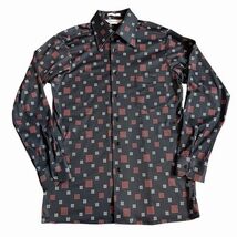 Vintage 70s Mervyns Men’s Disco Button Up Shirt Sz 15-M-15.5 Black MCM P... - $29.65