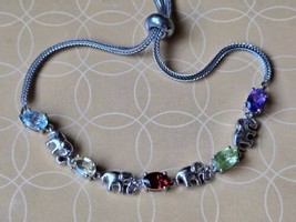 Karis Multi Gemstone Elephant Bolo Bracelet in Platinum Bond 2.50 ctw **LARGE** - £16.35 GBP