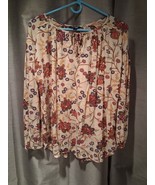 Chaps Womens Top Size M/M/M Floral Ivory Boho Peasant Fall - $12.00