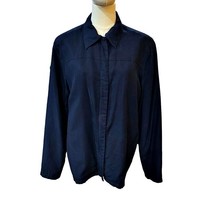 Liz Claiborne Jacket Blazer Size Large Navy Blue Full Zip Pockets Lined ... - $12.49