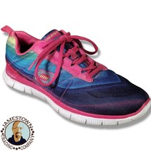 Skechers Knit Sneakers Flex Sole Shoes Multicolor Rainbow Pride Womens size 8 - £26.56 GBP