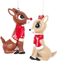 Rudolph the Red Nose Reindeer Set of 2-pcs Ornaments by Kurt Adler Inc. - $22.72