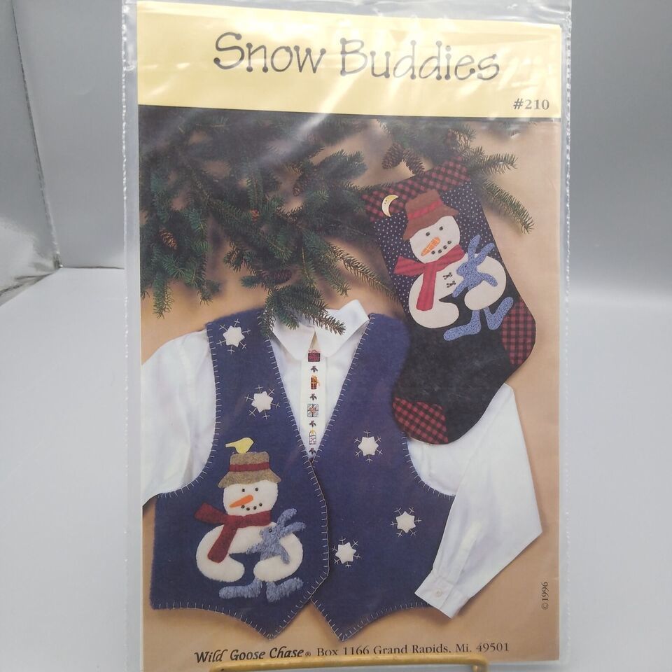 Primary image for UNCUT Vintage Quilt Sewing Patterns, Snow Buddies 210 Snowman Fabric Applique 19