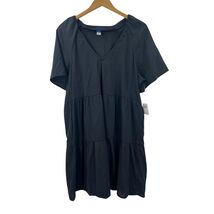 Old Navy Tiered Mini Dress Casual V Neck Short Sleeve Black Size L - $25.00