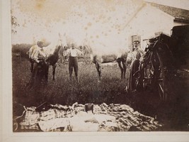 Antique Men Woman Posing w/ Horses And Wagon Black &amp; White Photo - £11.73 GBP