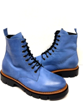 MIZ MOOZ  LEATHER  BOOTS LACE UP SIDE ZIP   BLUE  37EU / 7US NEW # Z-60 - €52,03 EUR