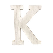 16&quot; Distressed White Wash Wooden Initial Letter K Sculpture - £33.83 GBP