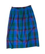 Vintage Pendleton Blue Green Purple Plaid 100% Virgin Wool Midi Skirt sz... - $48.20 CAD