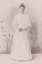 Antique Cabinet Card - Harietta Walbrant Young Woman White Dress Barlow &amp; Hatch - £14.97 GBP