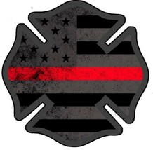 Firefighter Thin Red Line Malteese Cross Sticker Decal (Select your Size) - $2.82+