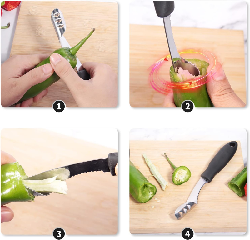Jalapeno Pepper Corer & Zucchini/Cucumber Corer, Set of 2, Newness Stainless Ste Item image 6
