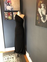 Laundry Womens Black One Shoulder Jersey Beaded Side Slit Gown Dress Siz... - $99.99