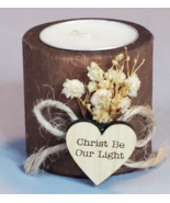 Wood Floral Tealight Candle Holder Christ Be Our Light Heart1-7/8 inch - £7.89 GBP