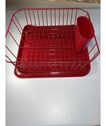 Vtg Rubbermaid RED Coated Wire Dishes Holder Drying Drain Rack Utensil C... - $72.63 CAD