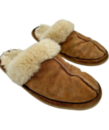 Minnetonka Beige/Tan Suede Slippers w/Dyed Sheep Fur Lining size 8 - €13,28 EUR