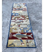 10 ft Blue Boho Animal Print Runner Rug with Fish Design - $11,955.75 MXN