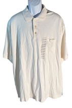 VAN HEUSEN Mens Short Sleeve Button Down Polo Shirt Ivory XXL NWT SEE DE... - £7.02 GBP