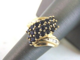 Womens Vintage Estate 10k Gold Sapphire Cluster Ring 5.0g E759 - £397.90 GBP