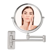 OVENTE 7&quot; Wall Mount Makeup Mirror, 1X &amp; 10X Magnifier, Adjustable Spinning Doub - £35.03 GBP