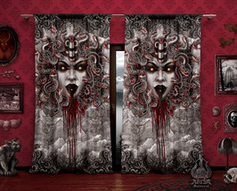 Goth Medusa Curtains, Gothic Horror Home Decor, Mocking, Window Drapes, Sheer an - £128.66 GBP