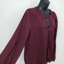 Jennie &amp; Marlis Blouse Size Medium Purple Long Slit Sleeves Cut-Out - £12.58 GBP