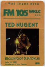Ted Nugent Cloth Back Stage Pass July 15 1981 Charleston South Carolina - £31.14 GBP