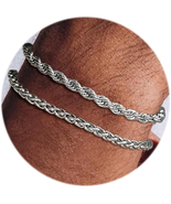 2Pcs Stainless Steel Bracelets for Men  Cuban Link Figaro Rope  7.5/8.3/... - £15.24 GBP